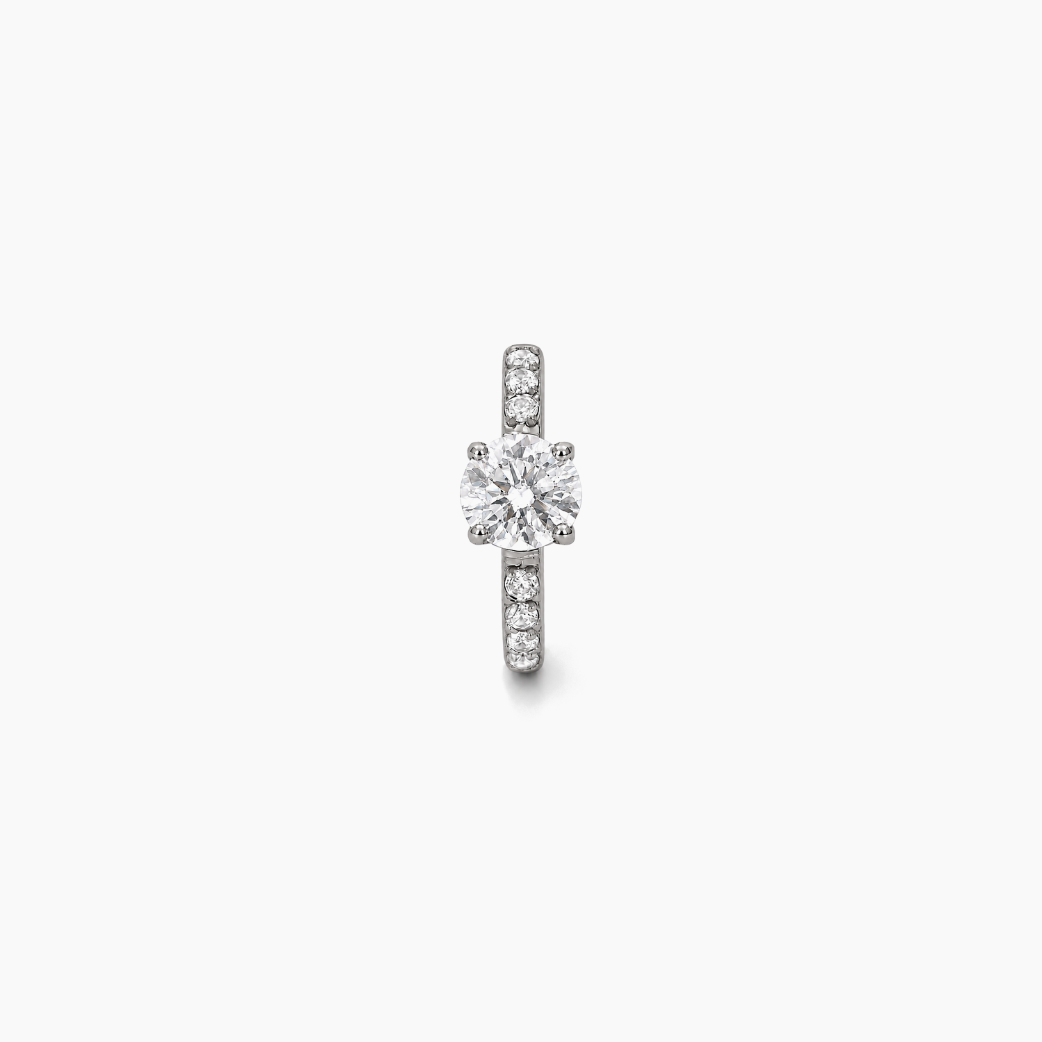 Implant-Grade Titanium Huggie Hoop Earrings with Cubic Zirconia Solitaire and Pavé Detail2