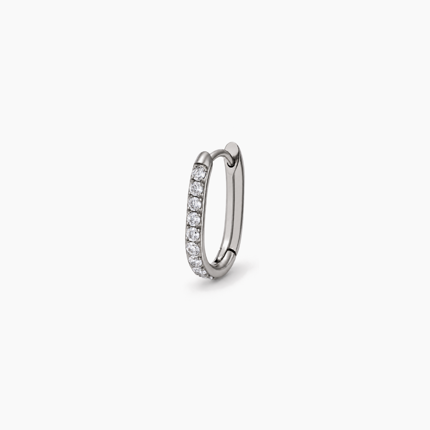 Implant-Grade Titanium Oval Huggie Hoop Earrings with Cubic Zirconia Pavé Detail1