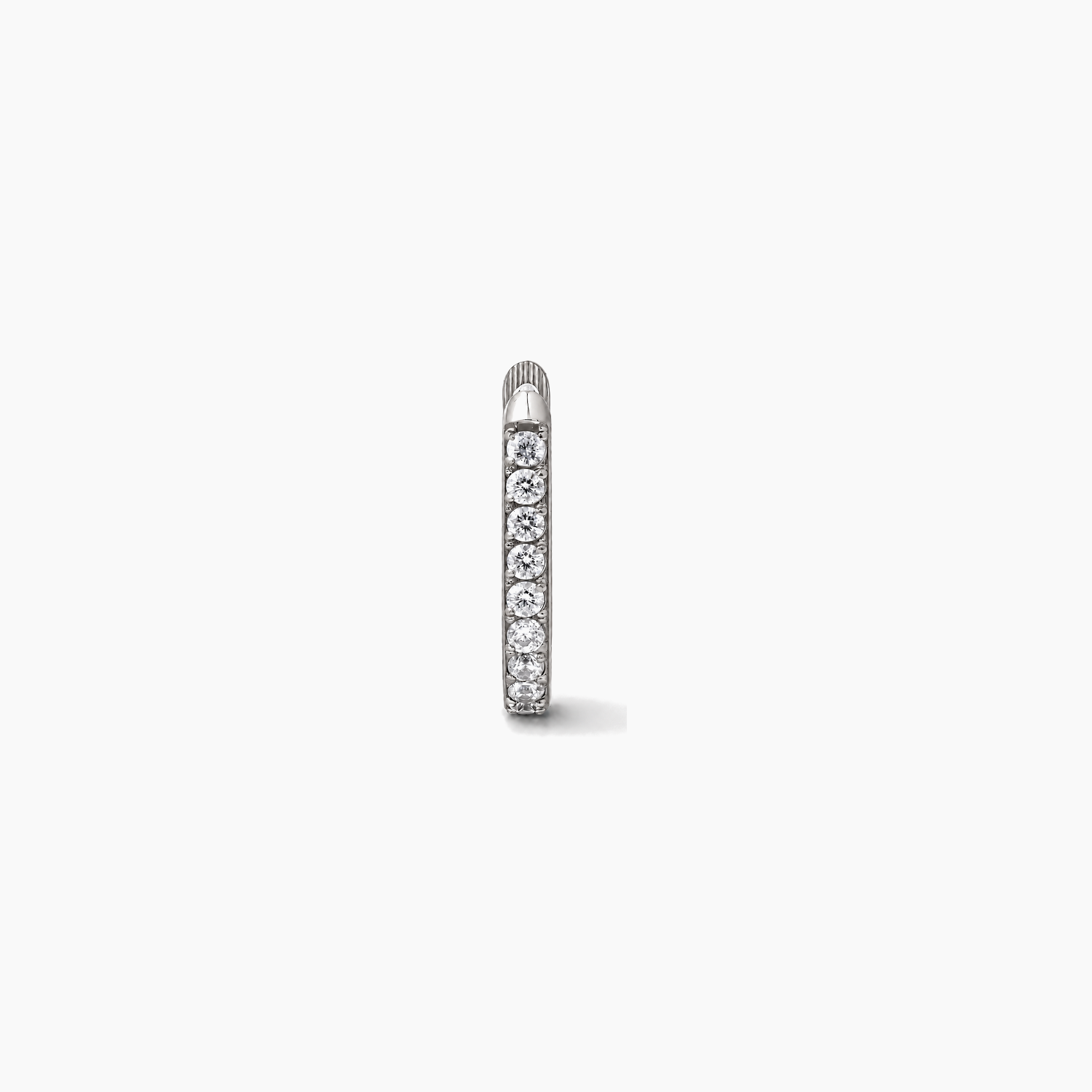 Implant-Grade Titanium Oval Huggie Hoop Earrings with Cubic Zirconia Pavé Detail2